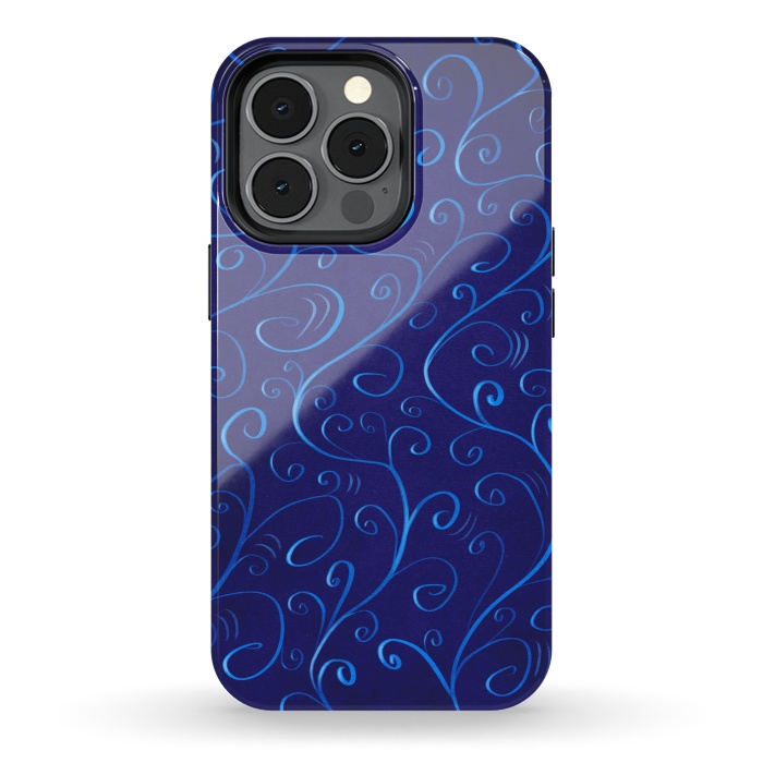 iPhone 13 pro StrongFit Beautiful Glowing Blue Swirls by Boriana Giormova