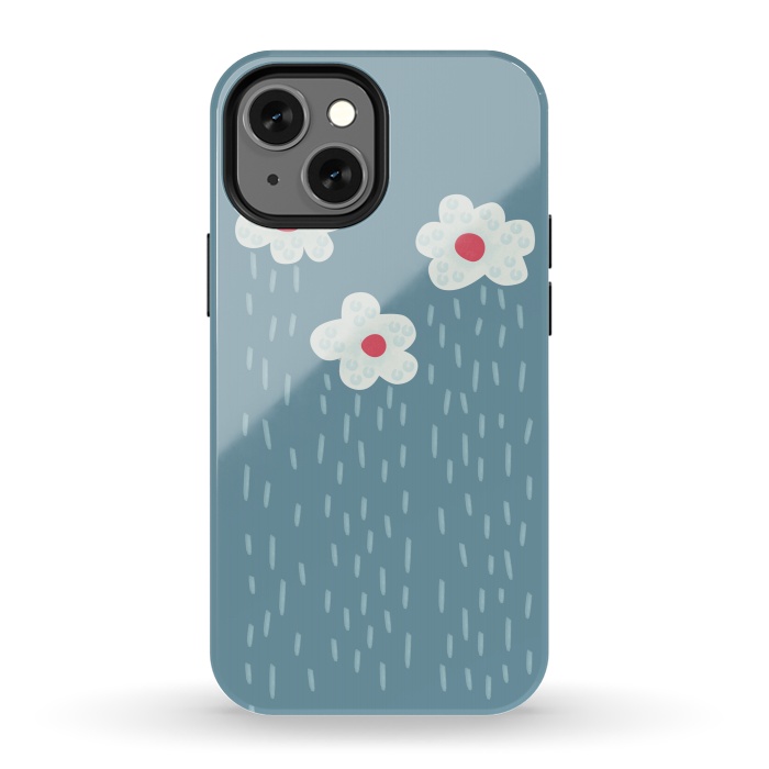 iPhone 13 mini StrongFit Beautiful Decorative Flowery Rain Clouds by Boriana Giormova