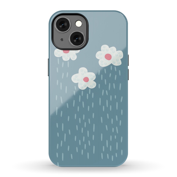 iPhone 13 StrongFit Beautiful Decorative Flowery Rain Clouds by Boriana Giormova