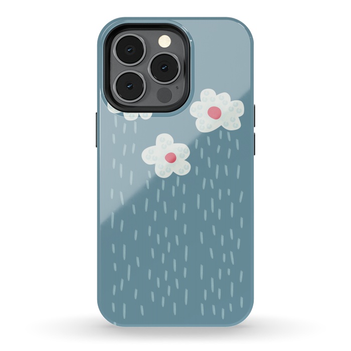 iPhone 13 pro StrongFit Beautiful Decorative Flowery Rain Clouds by Boriana Giormova