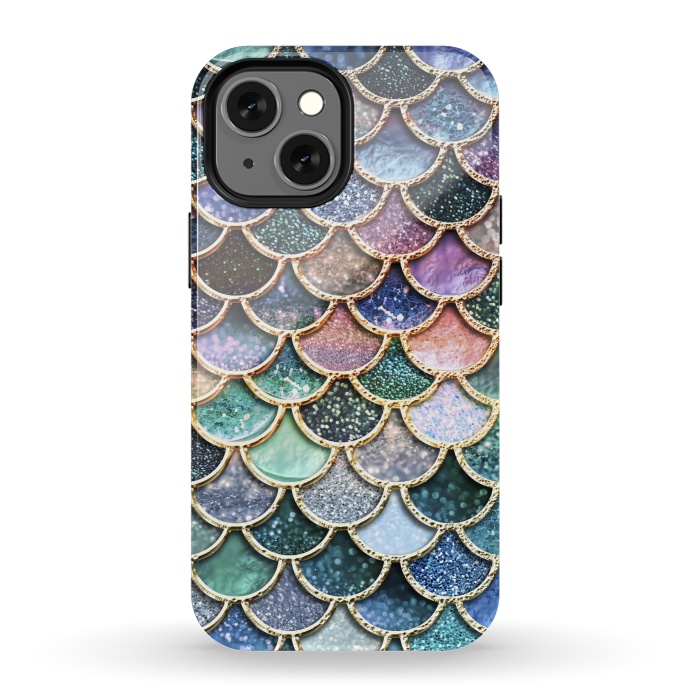 iPhone 13 mini StrongFit Multicolor Metal Mermaid Scales by  Utart