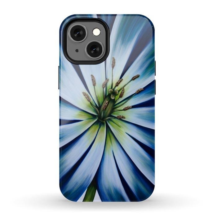 iPhone 13 mini StrongFit Blue Tulip Flower by Denise Cassidy Wood