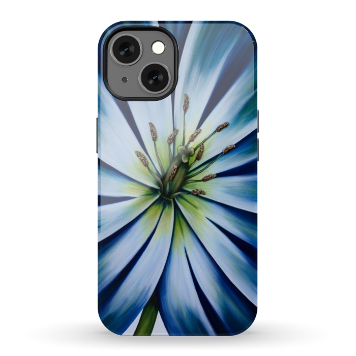 iPhone 13 StrongFit Blue Tulip Flower by Denise Cassidy Wood