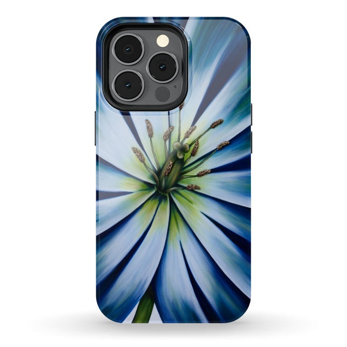 iPhone 13 pro StrongFit Blue Tulip Flower by Denise Cassidy Wood