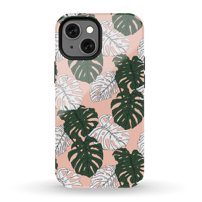 iPhone 13 mini StrongFit Hand drawing monstera pastel color by Mmartabc