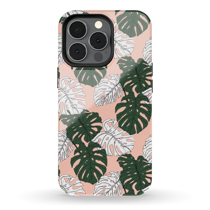 iPhone 13 pro StrongFit Hand drawing monstera pastel color by Mmartabc