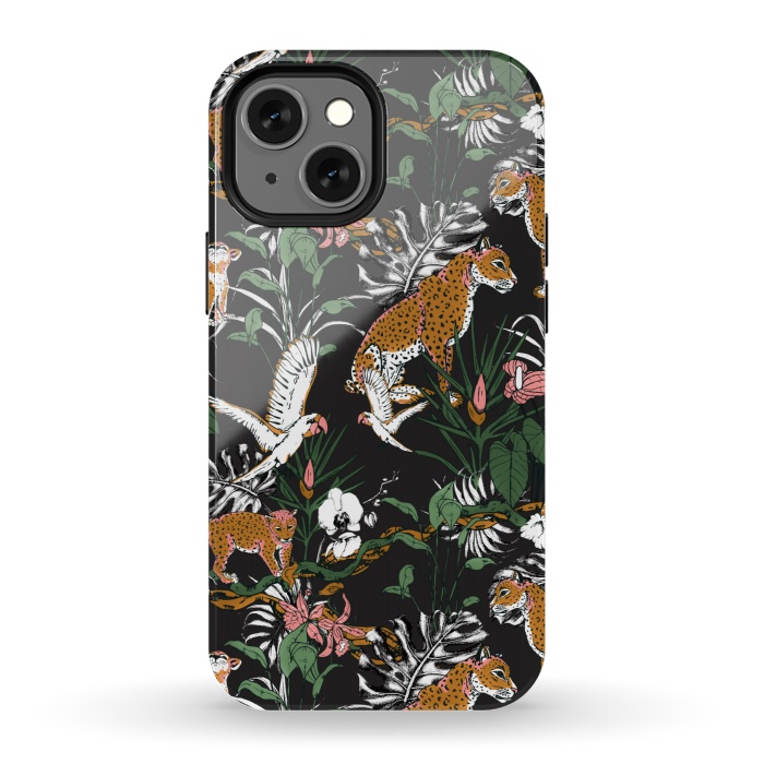 iPhone 13 mini StrongFit Leopards at night by Mmartabc