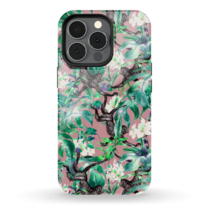 iPhone 13 pro StrongFit Monkeys in the flowery jungle I by Mmartabc