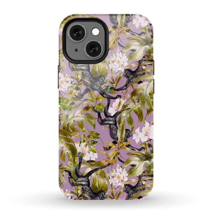 iPhone 13 mini StrongFit Monkeys in the flowery jungle II by Mmartabc