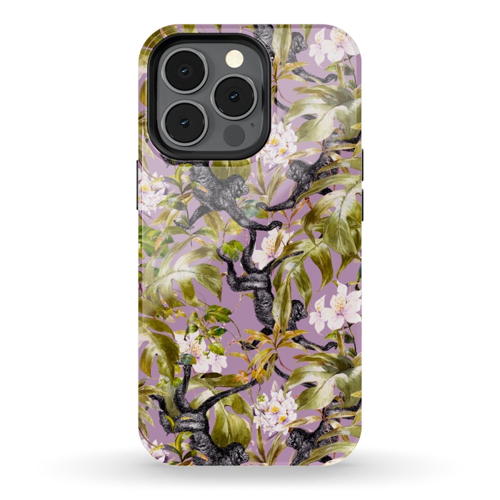 iPhone 13 pro StrongFit Monkeys in the flowery jungle II by Mmartabc