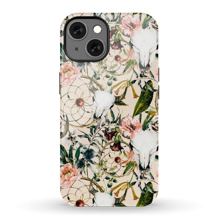 iPhone 13 StrongFit Bohemian dreamcatcher and skull floral  by Mmartabc
