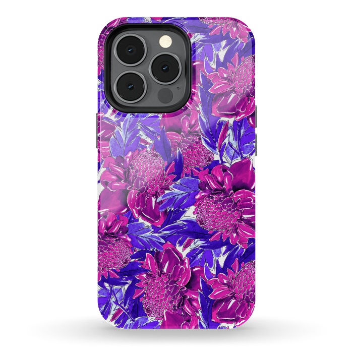 iPhone 13 pro StrongFit Ultra violet proteas meadow by Mmartabc