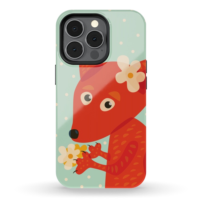 iPhone 13 pro StrongFit Cute Fox With Flowers by Boriana Giormova