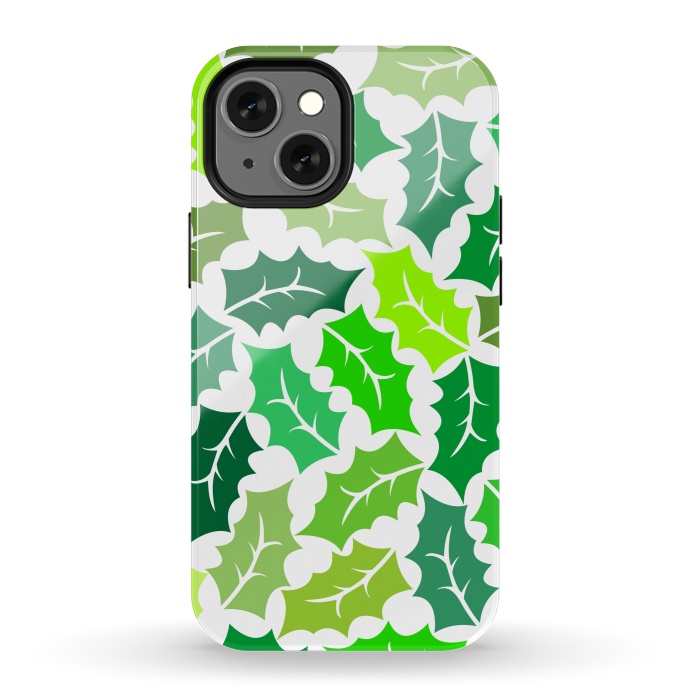 iPhone 13 mini StrongFit Green Leaves Pattern by Dhruv Narelia