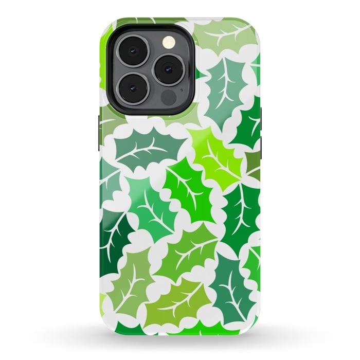 iPhone 13 pro StrongFit Green Leaves Pattern by Dhruv Narelia