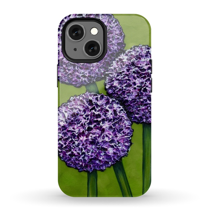 iPhone 13 mini StrongFit Purple Allium by Denise Cassidy Wood