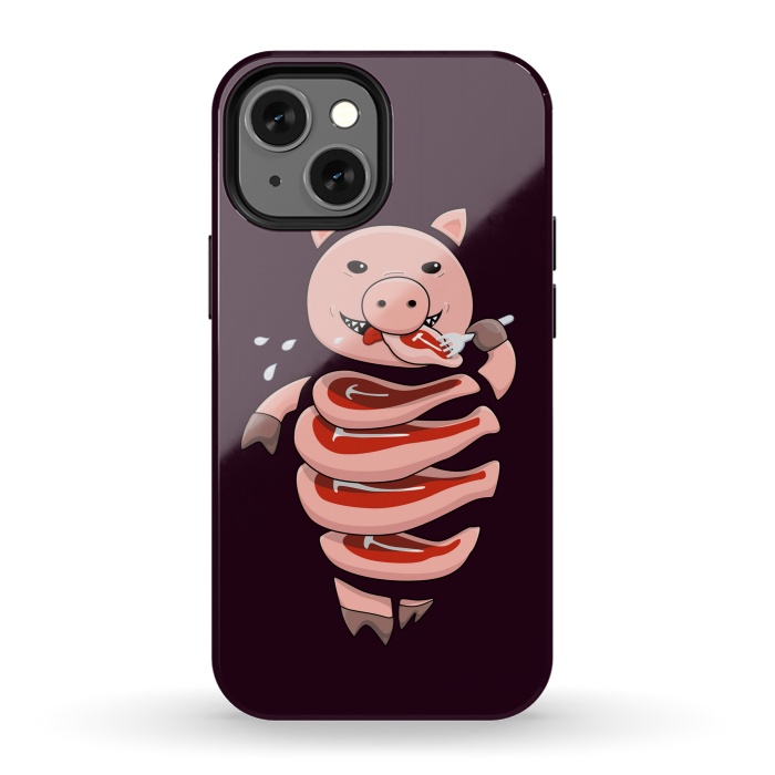 iPhone 13 mini StrongFit Dark Hungry Self Eating Cut In Steaks Pig by Boriana Giormova