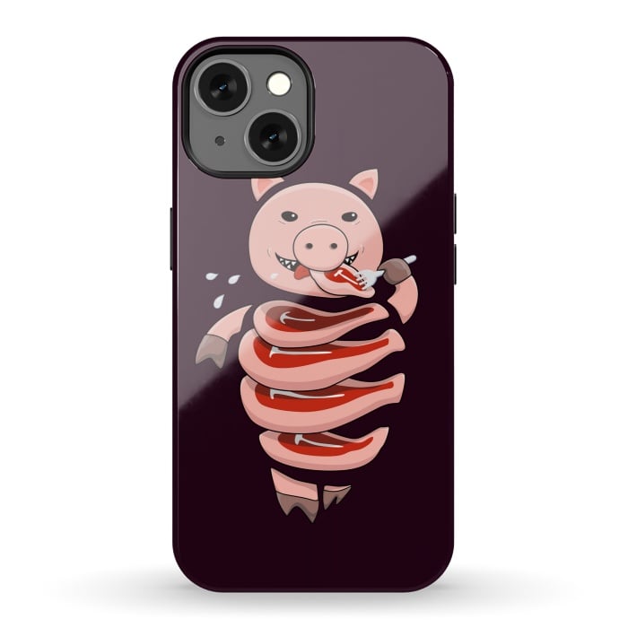 iPhone 13 StrongFit Dark Hungry Self Eating Cut In Steaks Pig by Boriana Giormova