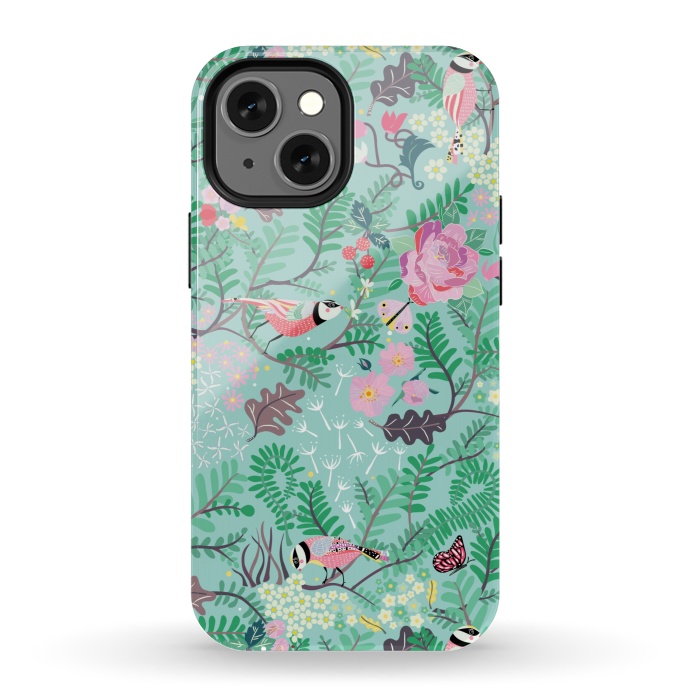iPhone 13 mini StrongFit The Secret Garden - Mint by Stefania Pochesci