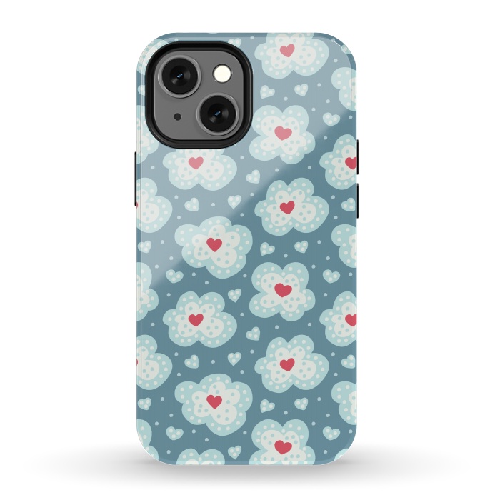 iPhone 13 mini StrongFit Winter Hearts And Snow Clouds by Boriana Giormova