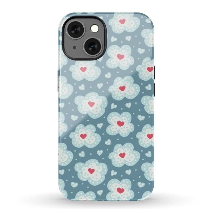 iPhone 13 StrongFit Winter Hearts And Snow Clouds by Boriana Giormova