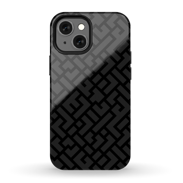 iPhone 13 mini StrongFit Black Labyrinth by Sitchko