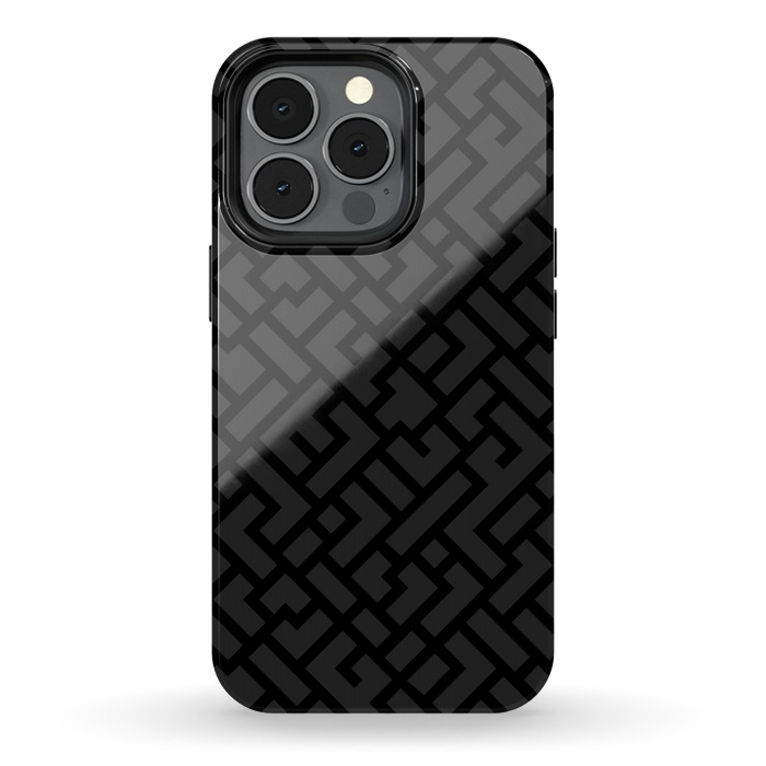 iPhone 13 pro StrongFit Black Labyrinth by Sitchko