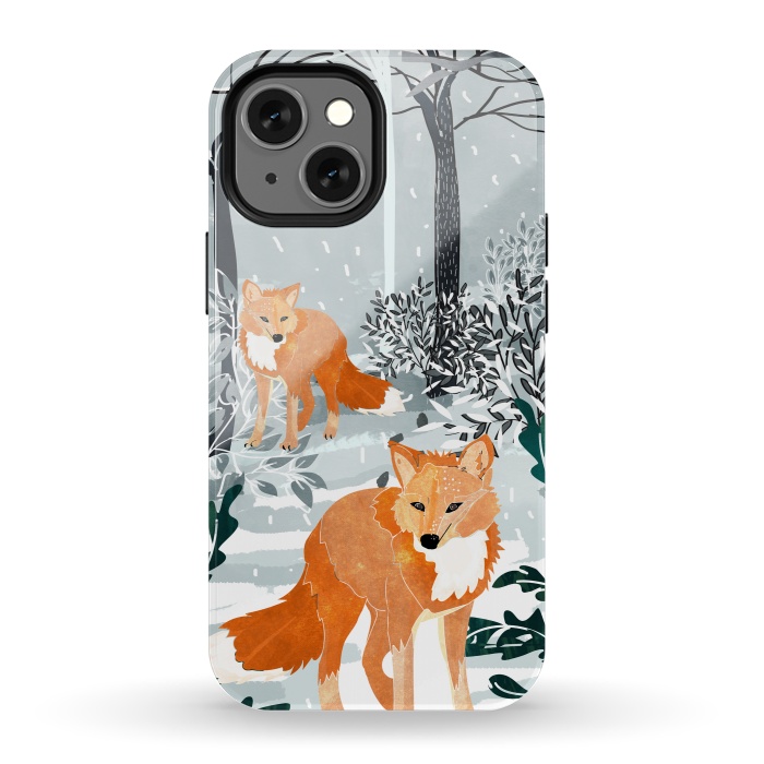 iPhone 13 mini StrongFit Fox Snow Walk by Uma Prabhakar Gokhale