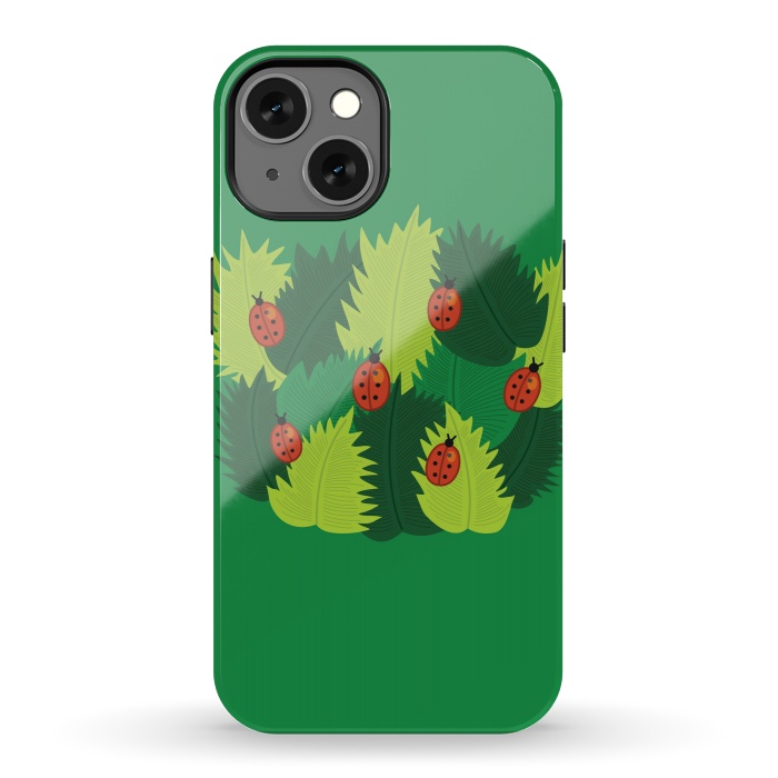 iPhone 13 StrongFit Green Leaves And Ladybugs In Spring by Boriana Giormova