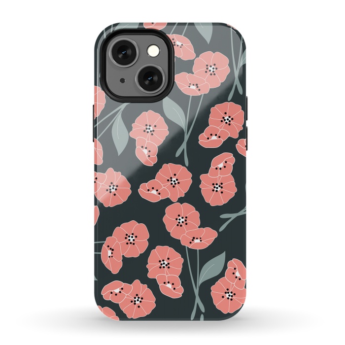 iPhone 13 mini StrongFit Delicate Flowers Dark by Jelena Obradovic