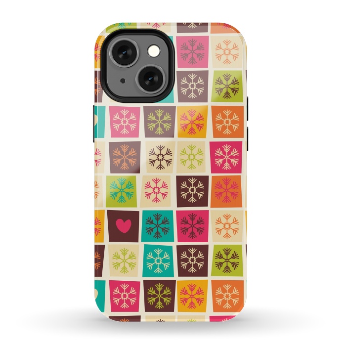 iPhone 13 mini StrongFit Snowflakes and Hearts by Jelena Obradovic