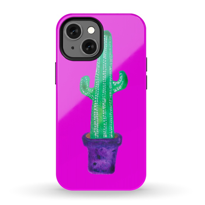 iPhone 13 mini StrongFit Purple Cacti by Amaya Brydon