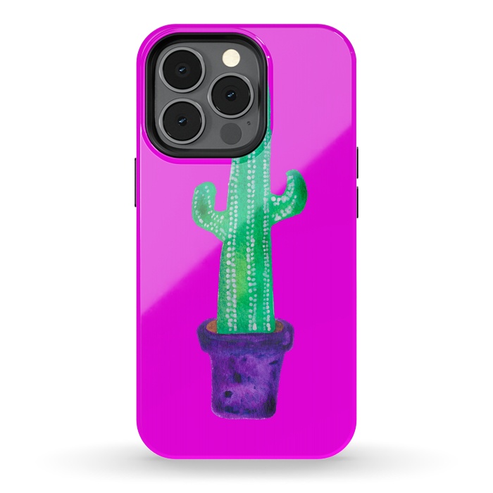 iPhone 13 pro StrongFit Purple Cacti by Amaya Brydon