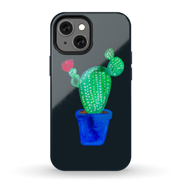 iPhone 13 mini StrongFit Red Flower Cactus by Amaya Brydon