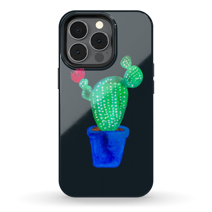 iPhone 13 pro StrongFit Red Flower Cactus by Amaya Brydon
