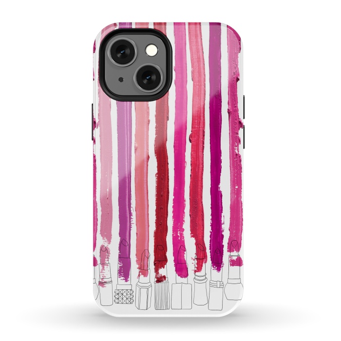 iPhone 13 mini StrongFit Lipstick Stripes by Notsniw