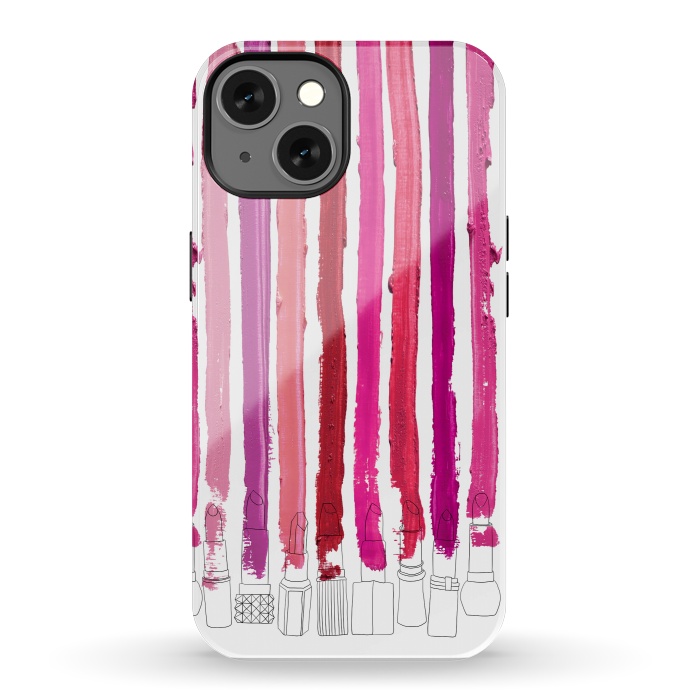 iPhone 13 StrongFit Lipstick Stripes by Notsniw