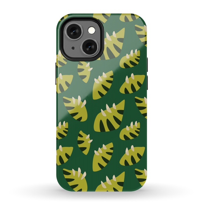 iPhone 13 mini StrongFit Clawed Abstract Green Leaf Pattern by Boriana Giormova