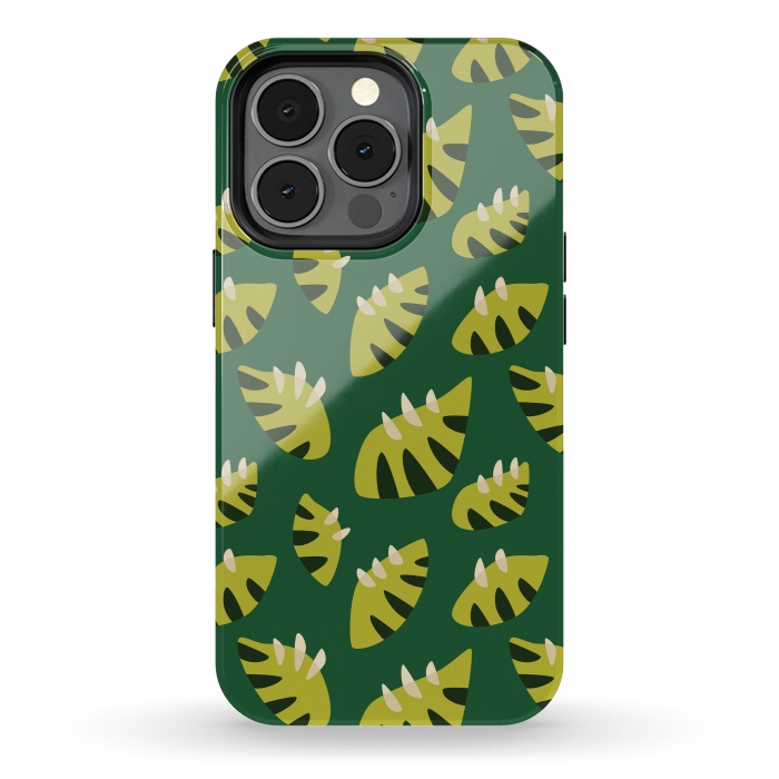 iPhone 13 pro StrongFit Clawed Abstract Green Leaf Pattern by Boriana Giormova