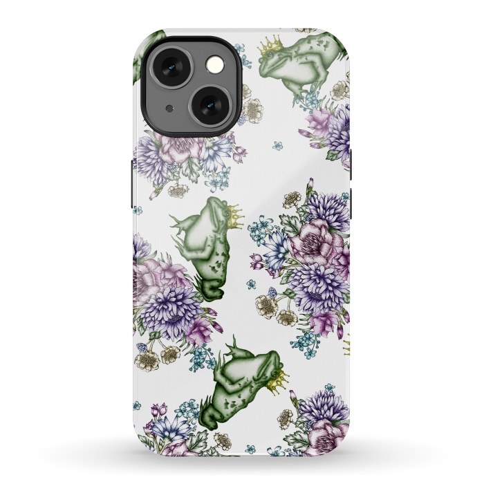 iPhone 13 StrongFit Frog Prince Floral Pattern by ECMazur 