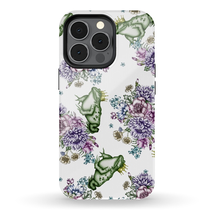 iPhone 13 pro StrongFit Frog Prince Floral Pattern by ECMazur 
