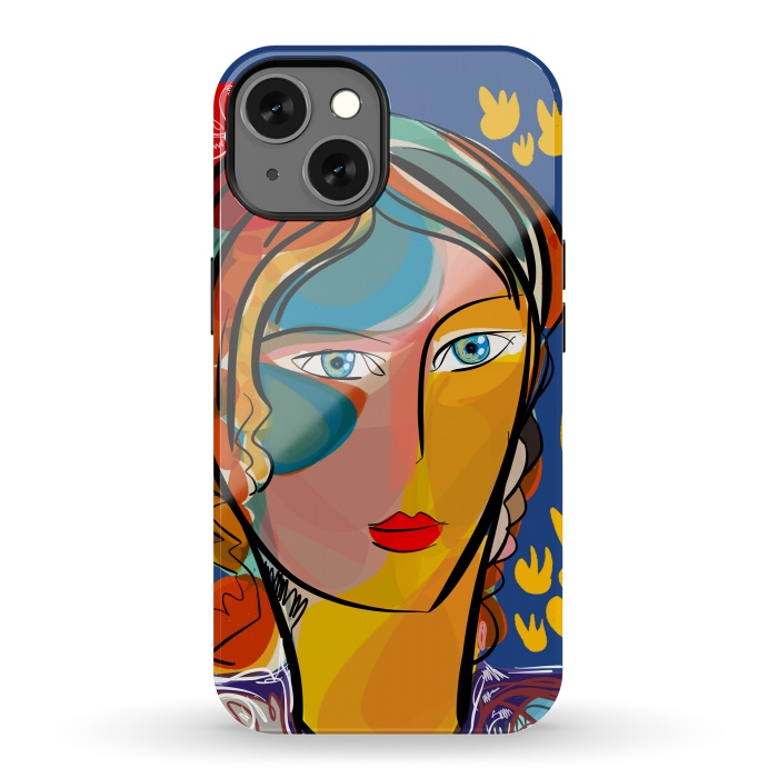 iPhone 13 StrongFit French Flower Pop Art Girl  by Emmanuel Signorino