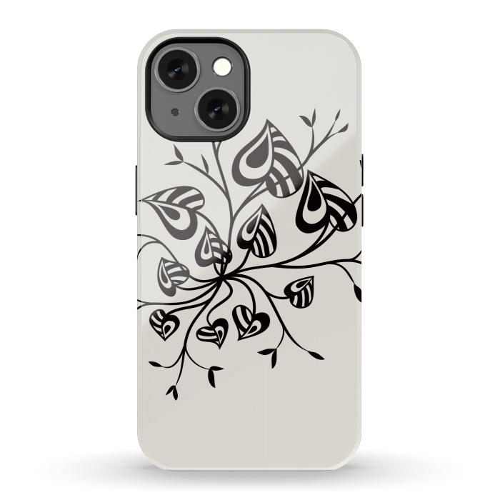 iPhone 13 StrongFit Abstract Black And White Floral With Pointy Leaves by Boriana Giormova