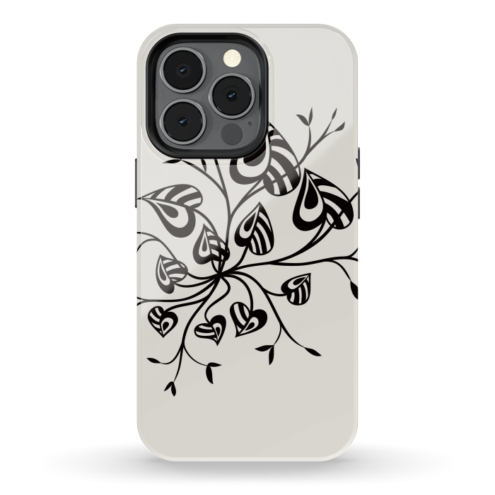 iPhone 13 pro StrongFit Abstract Black And White Floral With Pointy Leaves by Boriana Giormova