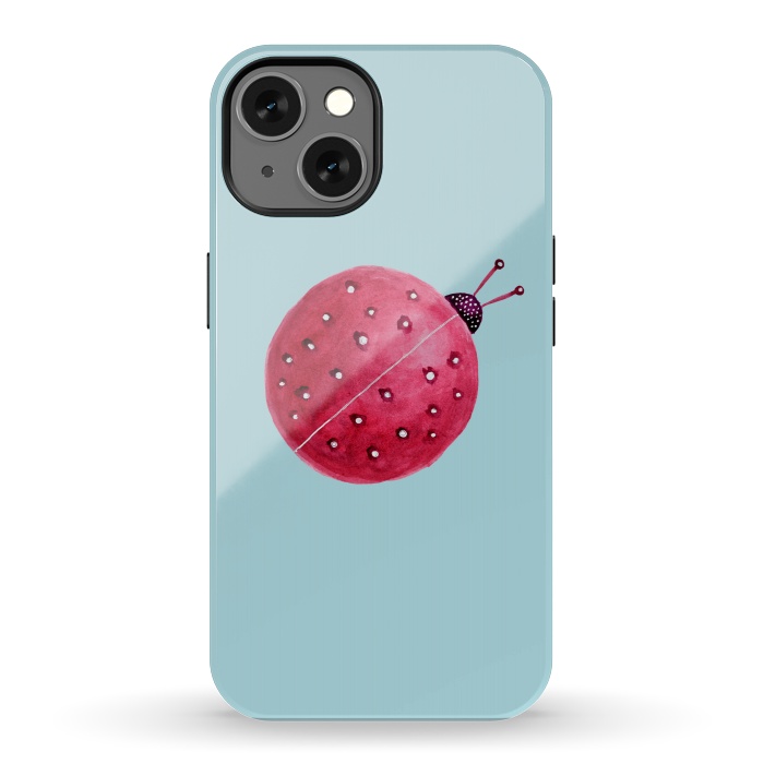iPhone 13 StrongFit Pretty Spherical Abstract Watercolor Ladybug by Boriana Giormova