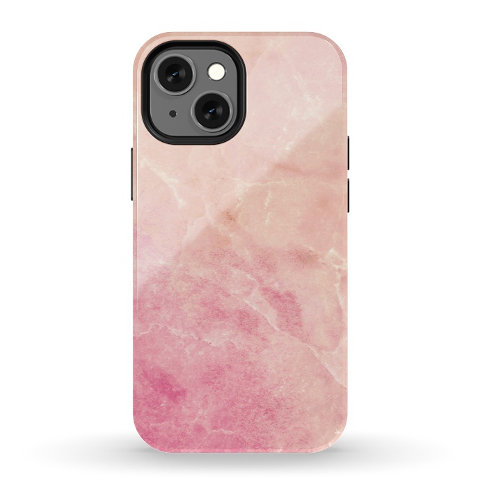 iPhone 13 mini StrongFit Peach pink marble by Oana 