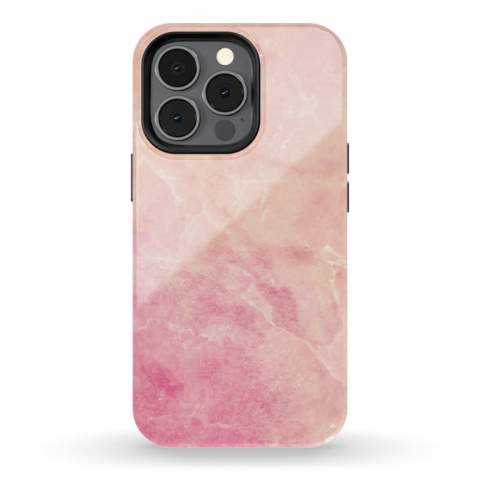 iPhone 13 pro StrongFit Peach pink marble by Oana 