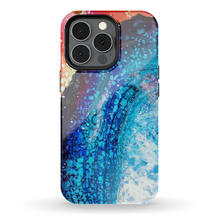 iPhone 13 pro StrongFit Paint splattered marble blue red by Oana 