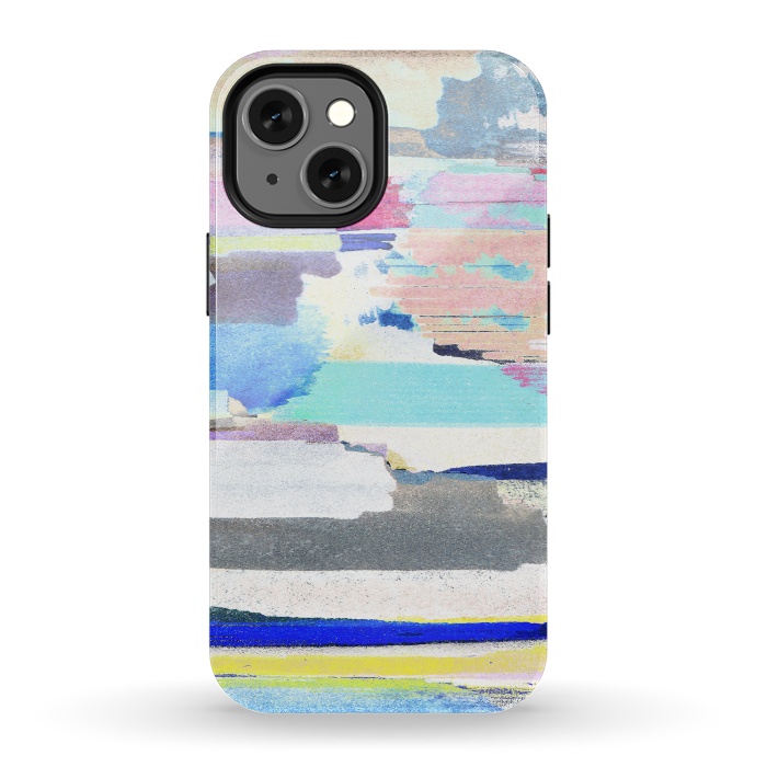 iPhone 13 mini StrongFit Colorful brushstrokes watercolor stripes  by Oana 