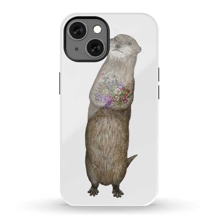 iPhone 13 StrongFit Otter and Flowers by ECMazur 